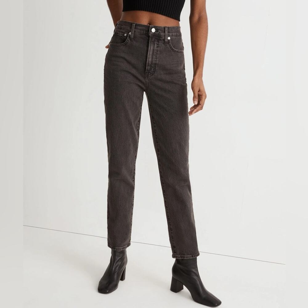 Madewell The Perfect Vintage Jean High Rise Waist Faded Black Straight Leg 24